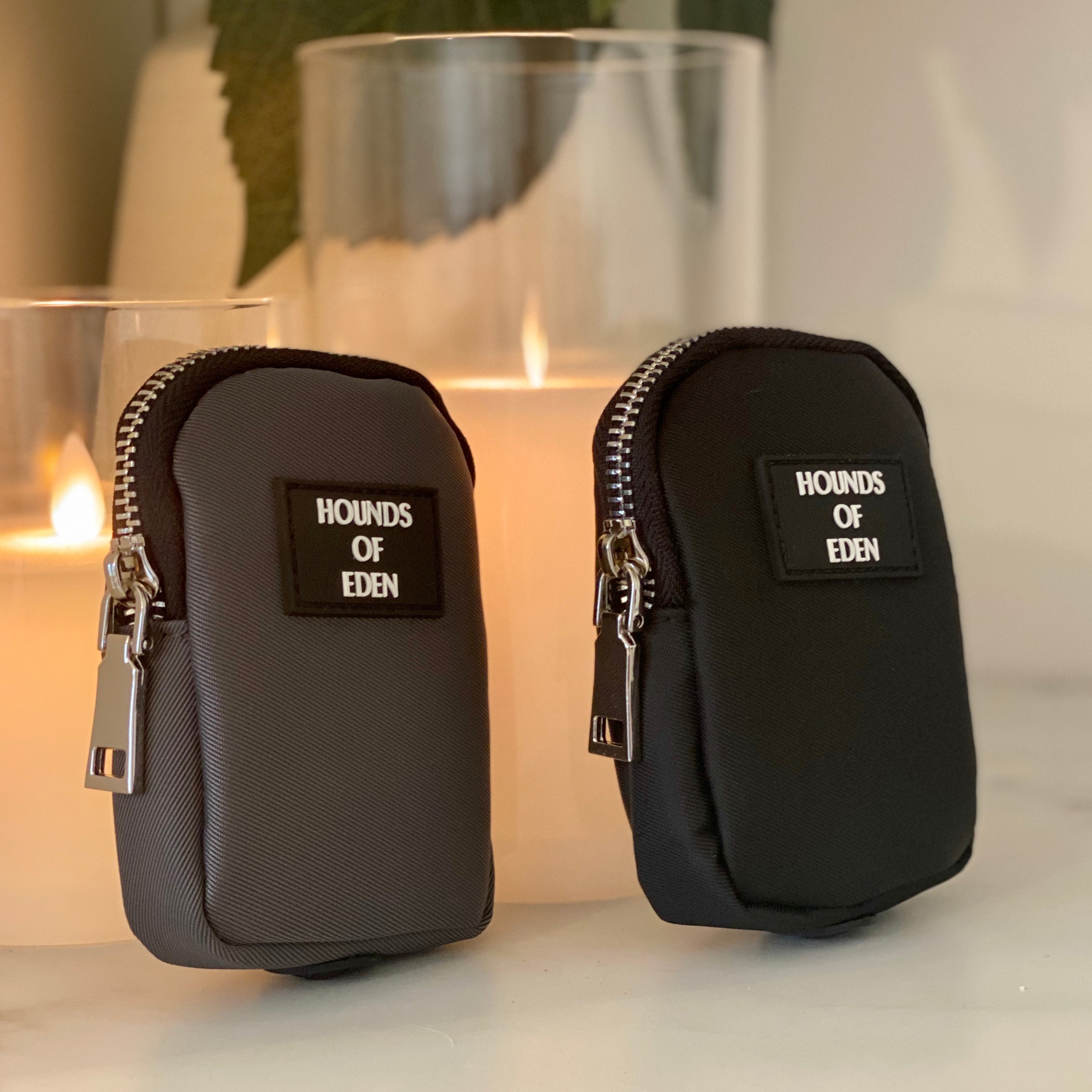 Clip on Dog Treat & Poop bag Pouch - Black - Silver Hardware