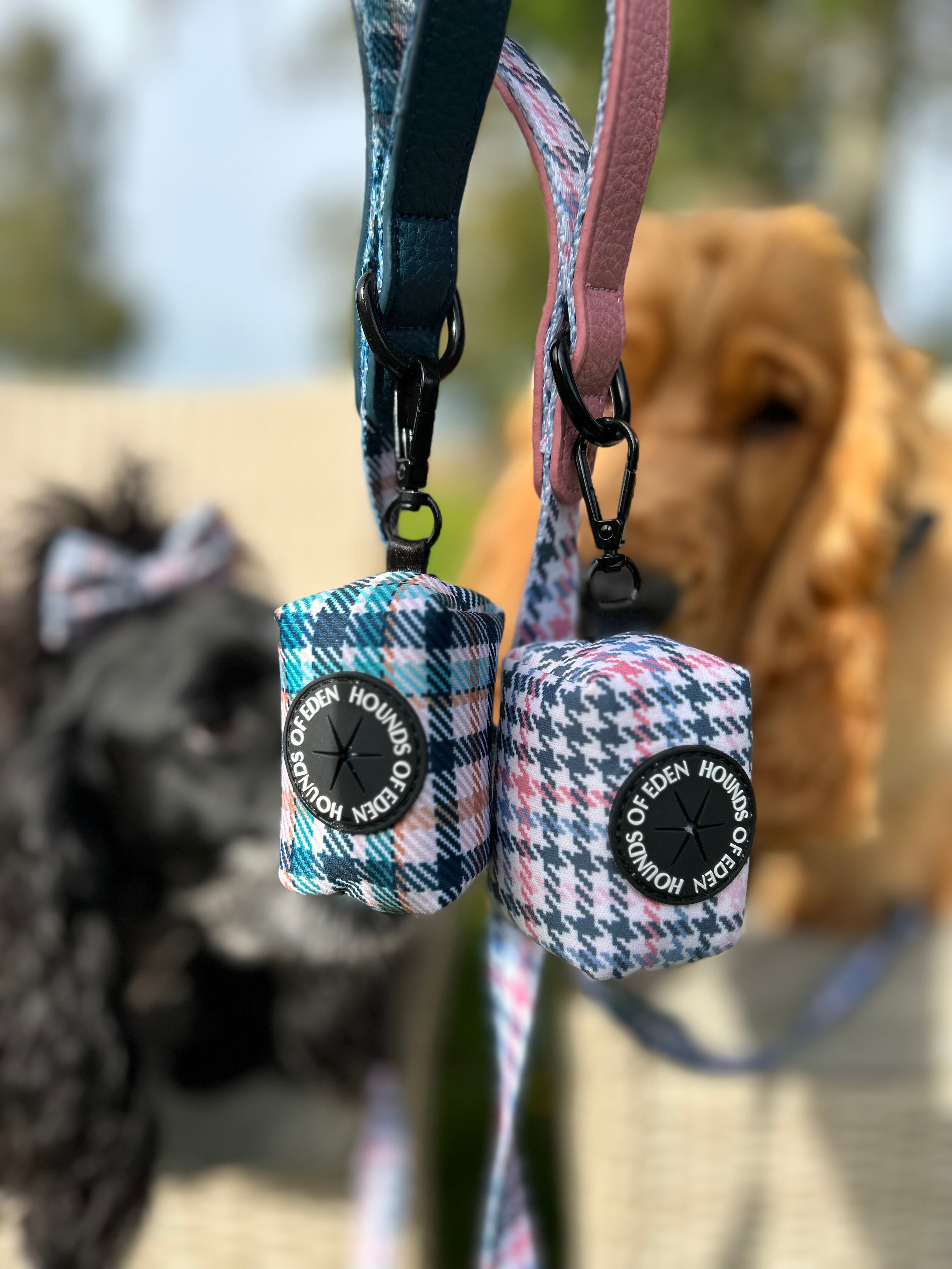 Pink Houndstooth Design Poop Bag Holder
