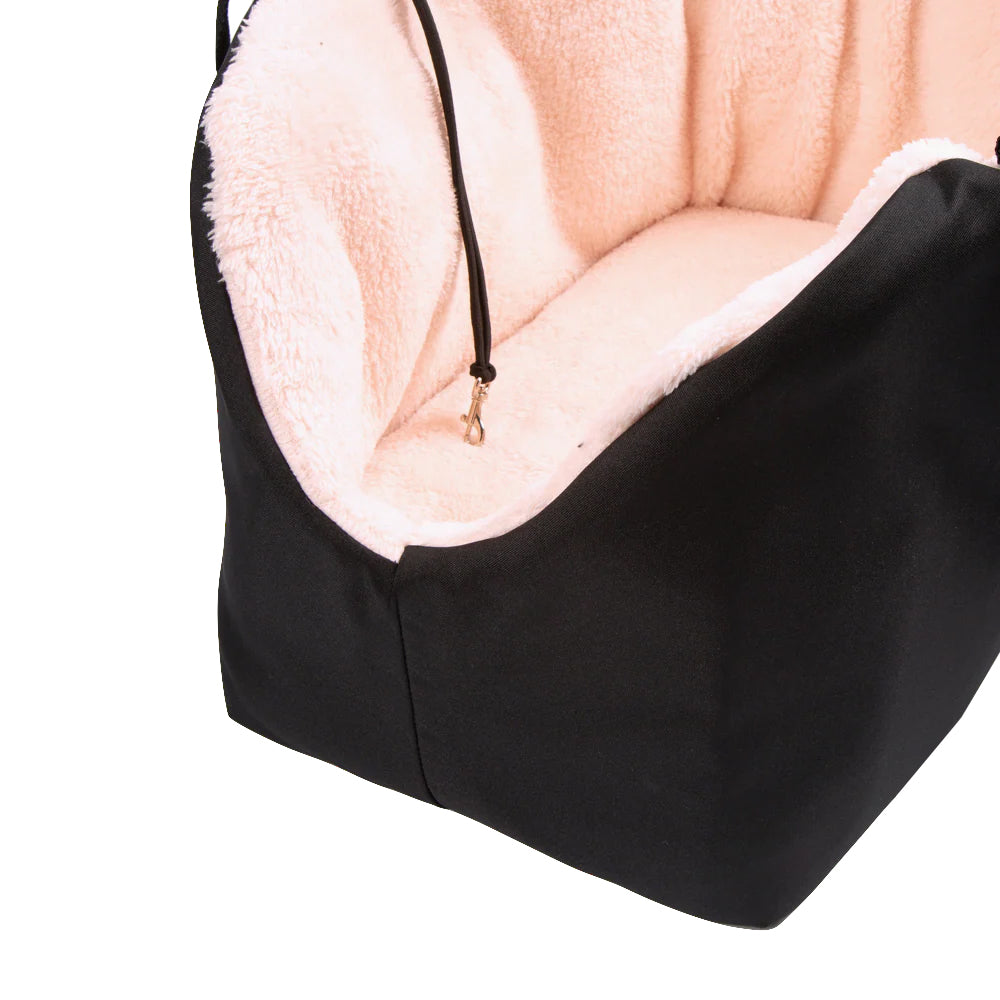 Soho Poms Black & Pink Luxury Rainy Bear Dog Carrier with Zipper