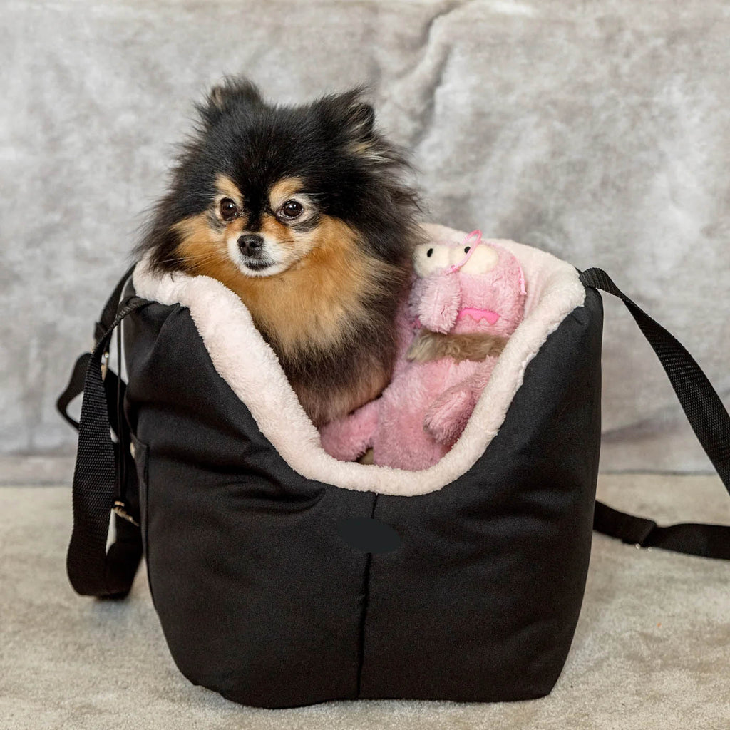 Soho Poms Black & Beige Luxury Rainy Bear Dog Carrier
